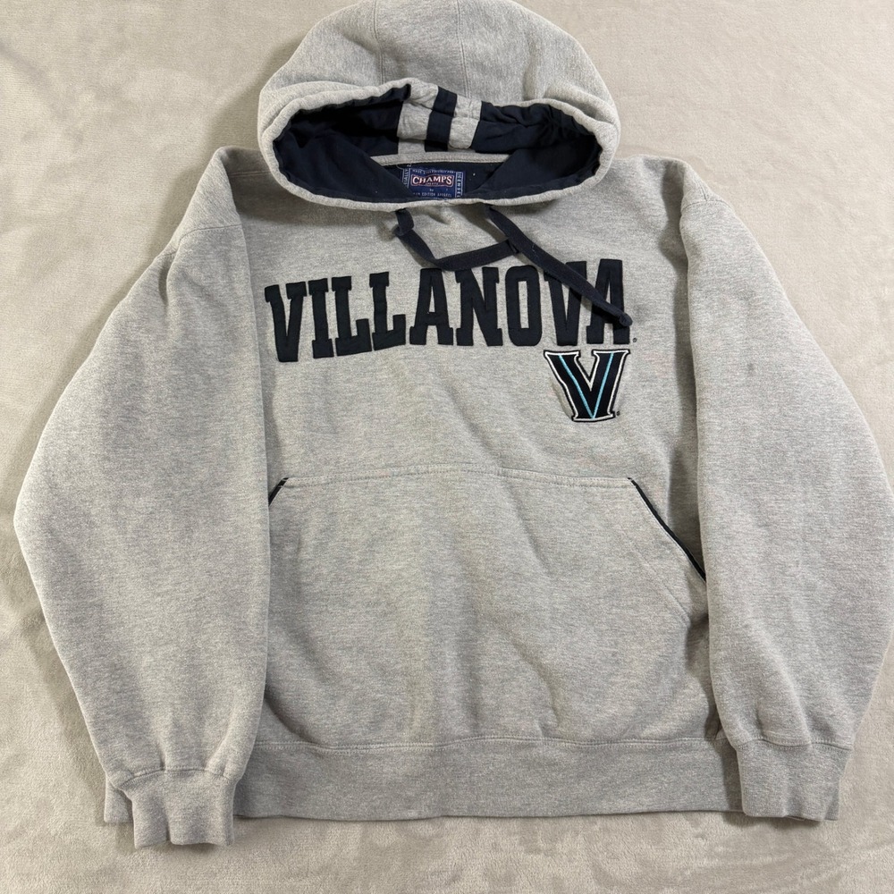 Vintage Villanova Wildcats Hoodie Champs Sports Y2K Gray Navy Mens 2XL XXL